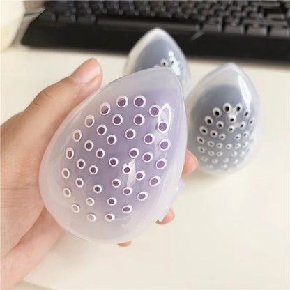 Empty Makeup Sponge Storage Box Plastic Egg Shaped Cosmetic Puff Organizer Rack Portable Makeup Blender Holder Stand Drying Box