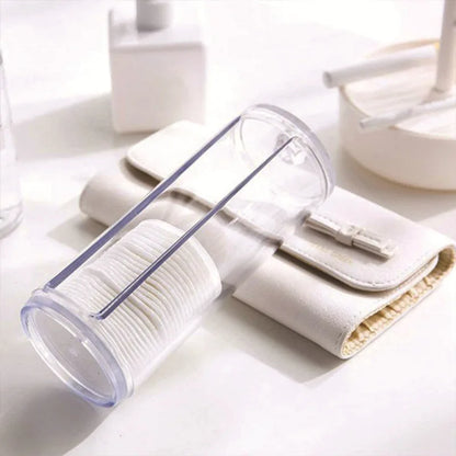 Acrylic Storage Box Bathroom Jar Makeup Organizer Cotton Round Pad Holder Cotton Swab Box Qtip Holder Dispenser with Bamboo Lid