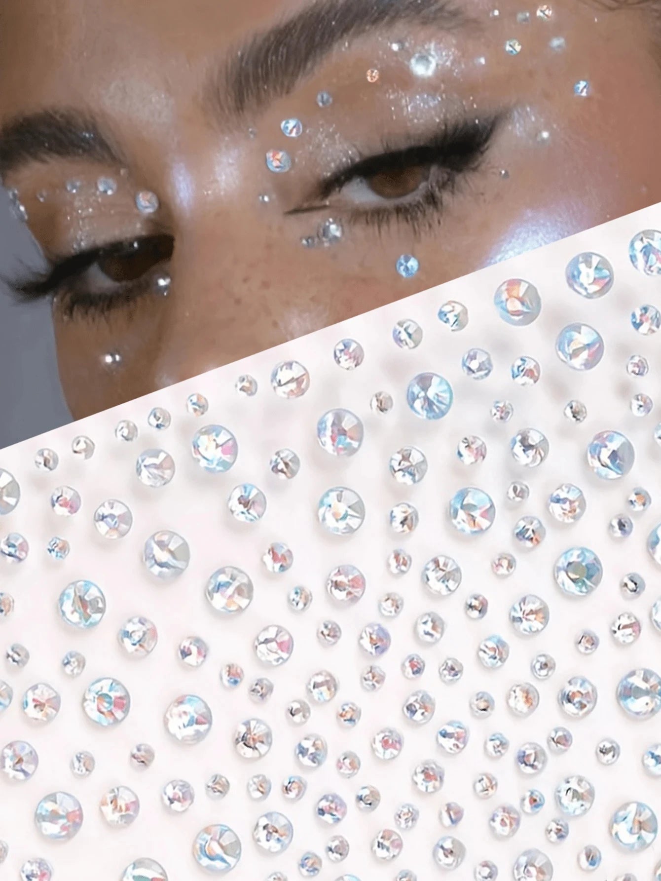 1/2/3Pcs Gold Face Gems Glitter Body Glittery Stereo Gem Stickers Rave Accessories Makeup Rhinestone Stickers For Music Festival
