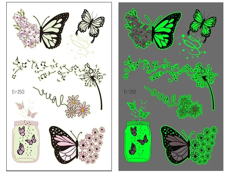 Fairy Butterfly Wings Shiny Tattoo Sticker Waterproof Eyes Face Hand Body Art Fake Tattoos Women Makeup Dance Music Festival