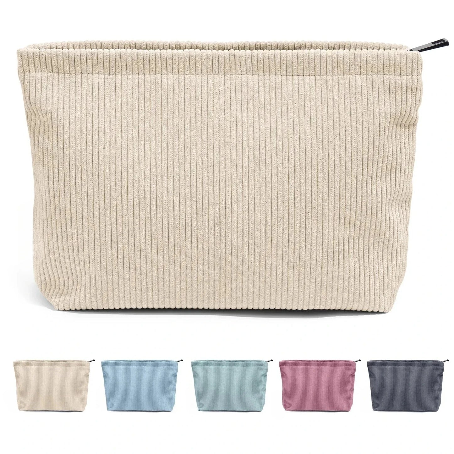 Corduroy Travel Cosmetic Bag Portable Makeup Storage Bag Purses Women Large Capacity Zipper Make Up Organizer Storage Clutch