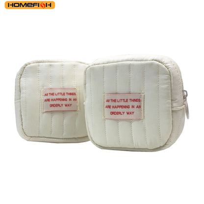 HOMEFISH Korean Style Square Mini Makeup Bag Student Multifunctional Storage Bag Portable Lipstick Earphone Coin Purse for Women