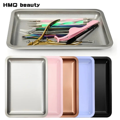 Square Stainless Steel Cosmetic Tray Eyelash Tools Tray Nail Art Equipment Plate False Nails Dish Tool Makeup Table Storage