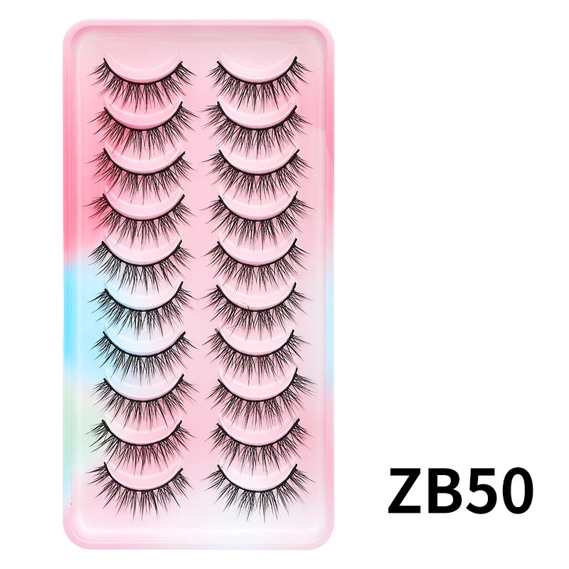 Natural Lashes 5/10 Pairs Eyelashes 3D Mink Lashes Manga Lashes Strip Lashes Band Soft Light False Eyelashes Makeup