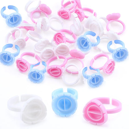 50/100Pcs Disposable Glue Ring Cup For Lashes Fan Tattoo Pigment Holder Eyelash Extension Container Glue Holder Makeup Supplies