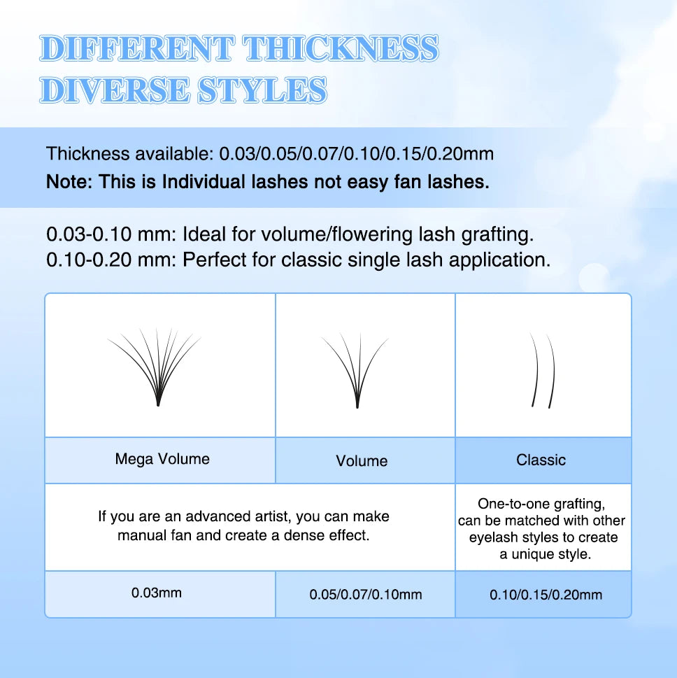 AGUUD 16 Rows Russian Volume Eyelash Extensions 5-25mm Fluffy Faux Mink Black Cashmere Individual Lashes For Extension Cilia