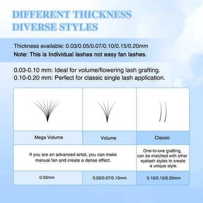 AGUUD 16 Rows Russian Volume Eyelash Extensions 5-25mm Fluffy Faux Mink Black Cashmere Individual Lashes For Extension Cilia