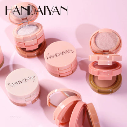 New 3 In 1 Matte Highlighter Contouring Blush Palette Pearly Shiny Eyeshadow Multifunctional Face Makeup Palette Female Cosmetic