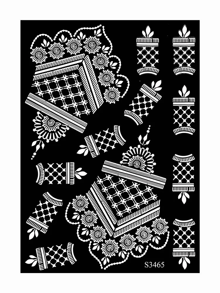 Reusable Henna Stencil for Hand Body Painting Flower Henna Tattoo Template for Women Wedding Festival Body Makeup Tattoo Tools