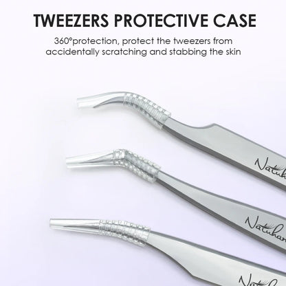 NATUHANA Professional Eyelash Extension Tweezers, High Precision Anti-Static Stainless Steel Lash Tools for Volume & Isolation