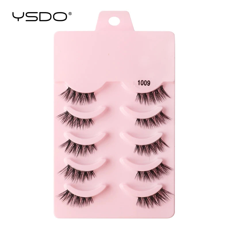 YSDO 5 Pairs Eyelashes Natural Long 3D Mink Lashes Fluffy Volume Mink False Eyelashes Cruelty Free Wispy Lashes Makeup Cilios