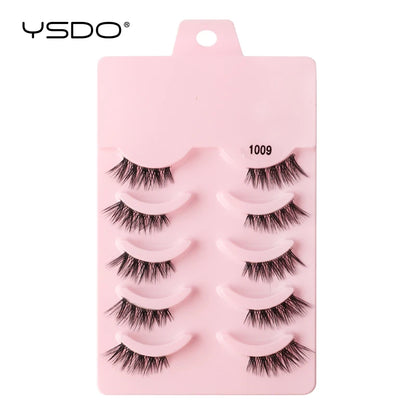 YSDO 5 Pairs Eyelashes Natural Long 3D Mink Lashes Fluffy Volume Mink False Eyelashes Cruelty Free Wispy Lashes Makeup Cilios