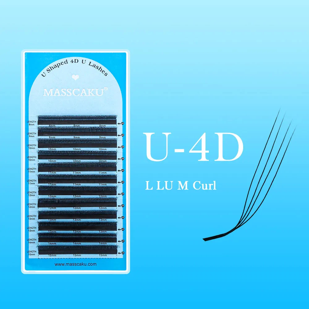 MASSCAKU L LU M Curl U Shaped Lashes 3D 4D 5D Super Soft Light Natural Eyelash Extensions High Quality Parallel Makeup Supplies