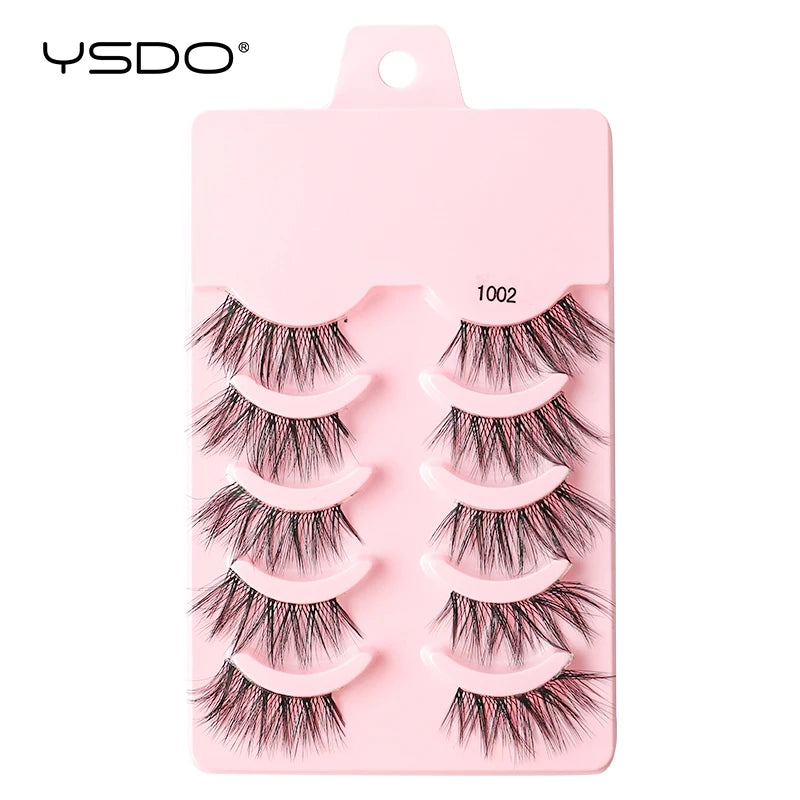 YSDO 5 Pairs Eyelashes Natural Long 3D Mink Lashes Fluffy Volume Mink False Eyelashes Cruelty Free Wispy Lashes Makeup Cilios