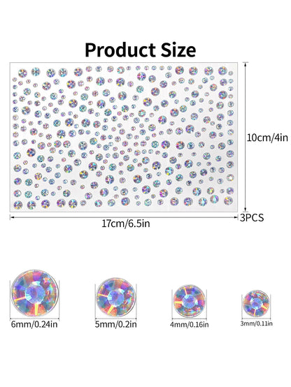 1/2/3Pcs Gold Face Gems Glitter Body Glittery Stereo Gem Stickers Rave Accessories Makeup Rhinestone Stickers For Music Festival