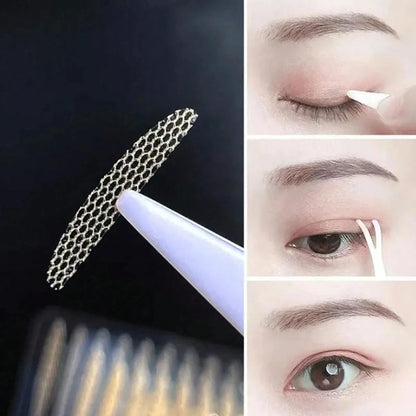 240Pcs Lace Invisible Double Eyelid Tape Clear Beige Stripe Self Adhesive Natural Eye Makeup Sticker With Auxiliary Tool For Daily Salon Cosmetic Supply