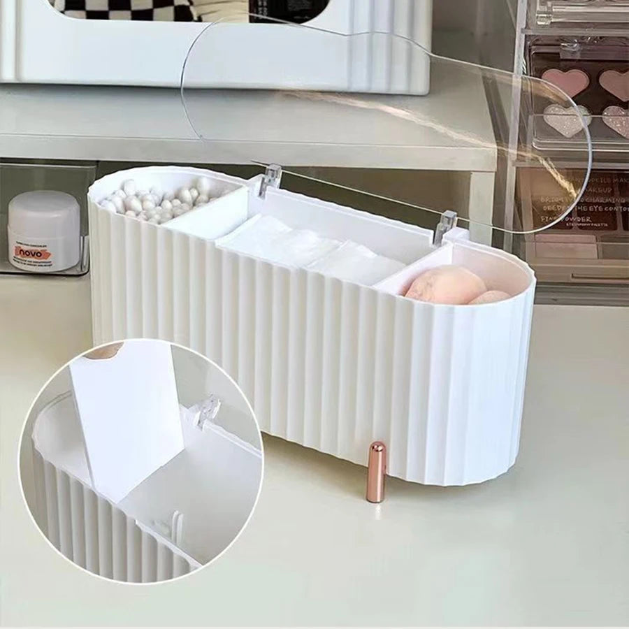3 Grids Makeup Sponge Puff Storage Box Swab Clear Desktop Organizer Beauty Egg Bathroom Shelf Cleaning Rod Beauty Tool Container