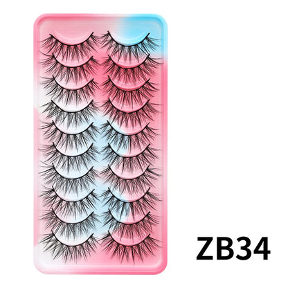 Natural Lashes 5/10 Pairs Eyelashes 3D Mink Lashes Manga Lashes Strip Lashes Band Soft Light False Eyelashes Makeup