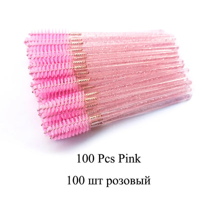 100Pcs Crystal Eyelash Brush Disposable Mascara Wands Eyelash Extension Microbrush Eyebrow Applicator Makeup Brush