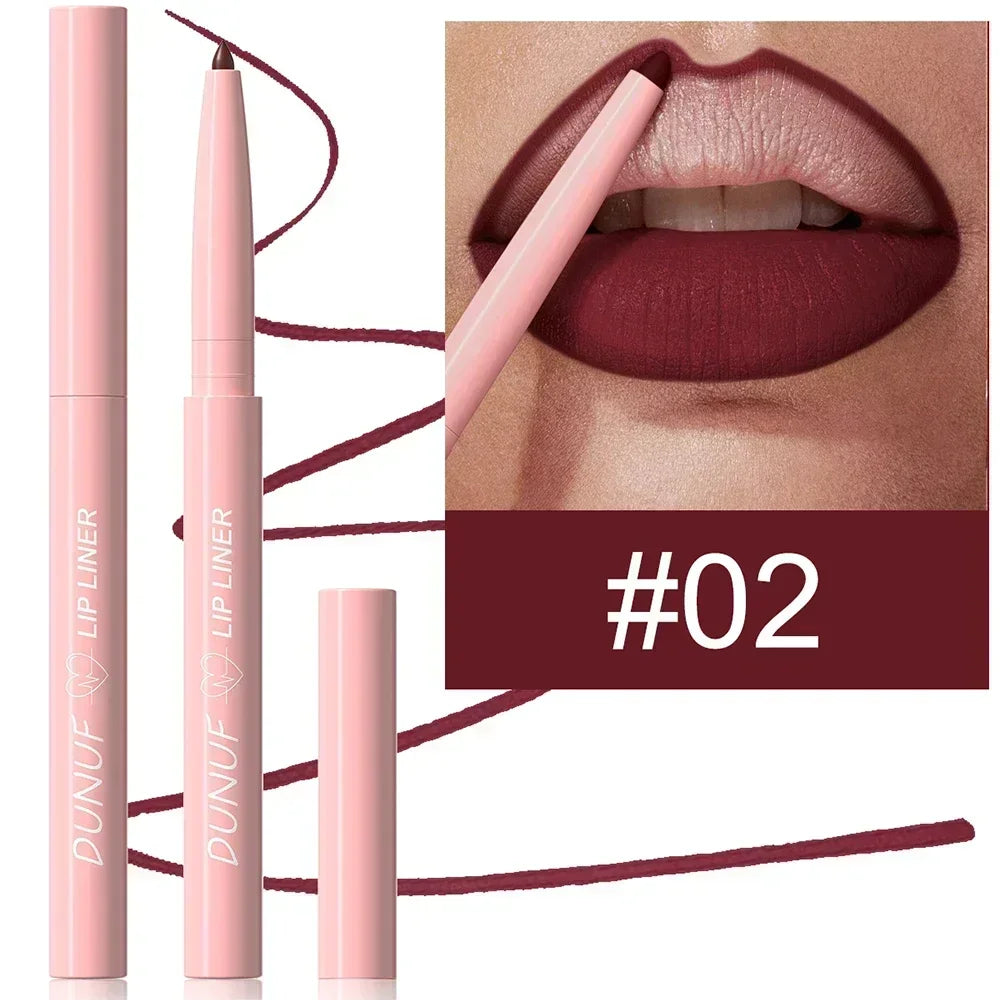 Tapered Nib Lip Liner Pencil Matte Red Brown Plumping Lip Stain Lasting Waterproof Fine Lipstick Slim Lip Outline Contour Makeup