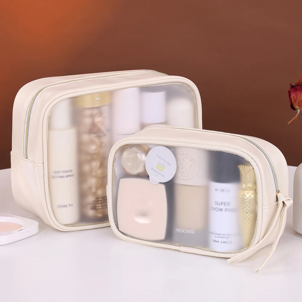 1pc Multifunctional Semi Transparent Makeup Bag, Cosmetics Storage Bag, Business Travel Toiletry Bag, Large Capacity Makeup Repa