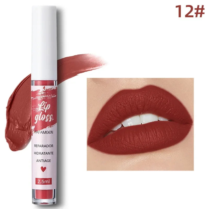 Rose Red Matte Liquid Lipstick Makeup Lip Glaze Moisturizing Waterproof Durable Lip Mud Non-stick Cup Lip Gloss Makeup Korean