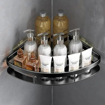 Aluminum Alloy Shampoo Rack Makeup Bathroom Accessories Storage Organizer Shower Shelf Bathroom Shelf No Drill Wall Corner Shelf