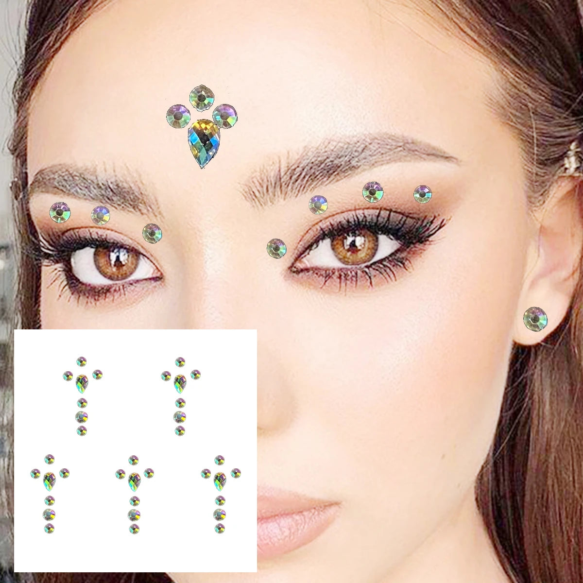 Red Heart Face Jewelry Temporary Tattoos Eye Forehead Diamonds Jewels Makeup Sticker Sparkle Water Drop Gems Nail Art Festival