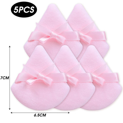 20pcs Makeup Puffs Short Fluff Bow Triangle Powder Puff Lightweight Crystal Velvet Face Eye Contouring Shadow Seal Cosmetic Puff