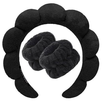 3Pcs Wash Face Headband for Women Sponge Headbands Wrist Strap Makeup Bubble Soft Hairband Girls Hair Accessories Headwear