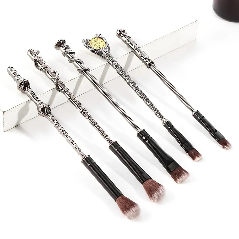5PCS Makeup Brush Wand Set Professional Style Brushes with Soft Bristle and Metal Handles Perfect for Eyeshadow Powder Makeup