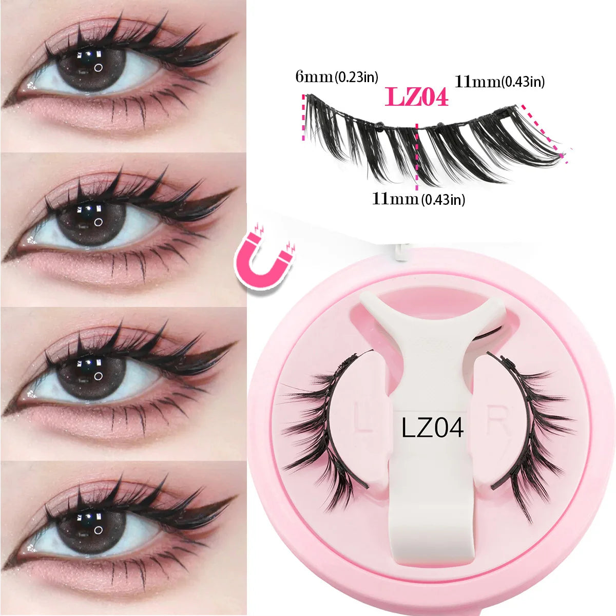 New Magnetic Eye Lashes With Winged Ends Soft Reusable Magnetic Lashes Natural Look 3D False Lashes Makeup With Magnet Tool
