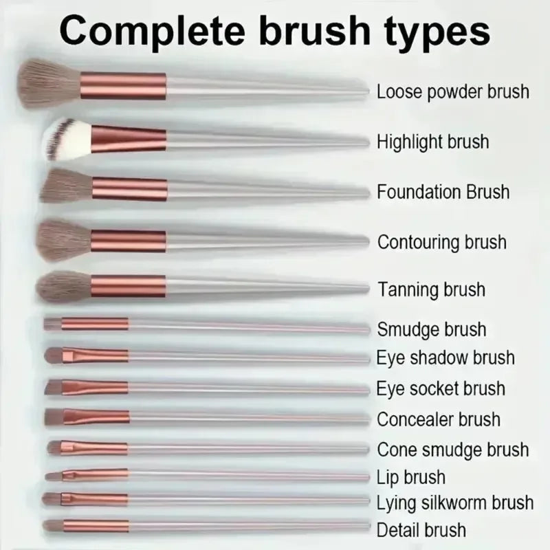 13 Pcs Makeup Brushes Soft Fluffy Professional - Eye Shadow, Foundation, Powder, Blush Blending, Women’s Tools
