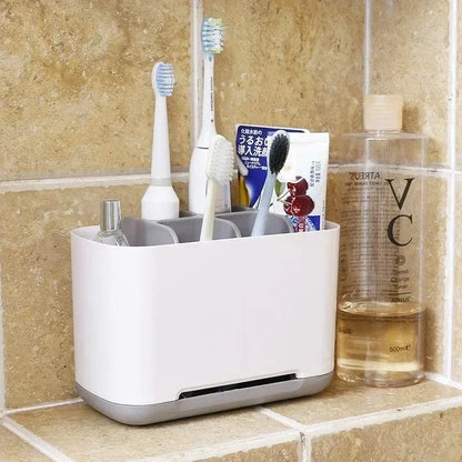 Electric Toothbrush Makeup Brush Holder Toothpaste Storage Case Large Capacity Detachable Portable with Drain Hole Storage Rack