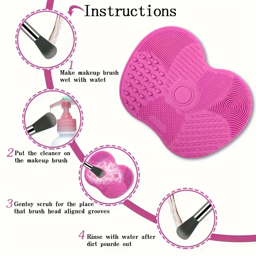 Handheld Silicone Makeup Brush Cleaning Pad - Gentle Makeup Brush Deep Cleaning, Portable Cleaning Tool with Suction Cup