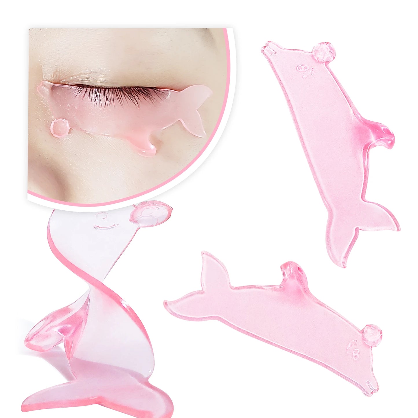 Libeauty 1 Pair Dolphin Shape Reusable Silicone Eyelash Perm Lash Rod Shield Lash Softening Pads Eyelash Curler Makeup Tools