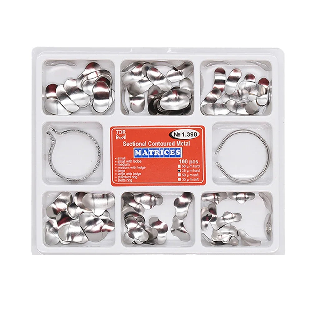 100pcs Dental Sectional Matrix Contoured System Metal Dentistry Resin Clamping Seperating Ring Autoclavable dental