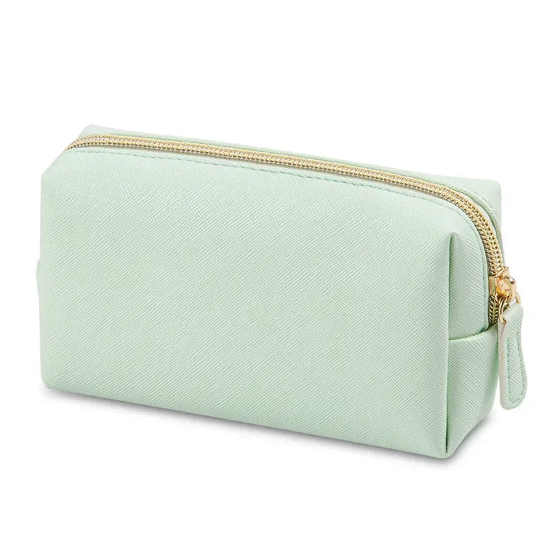 Women Cosmetic Bag Waterproof PU Leather Solid Color Makeup Pouch Travel Portable Wash Toiletry Storage Bag Organizer Purse 2023