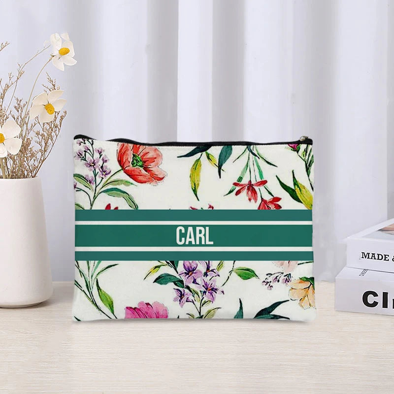 Custom Makeup Bag Trendy Canvas Travel Cosmetic Organizer Luxury Wedding Bridesmaid Gift Purse Vintage Brand Side Bag for Ladies