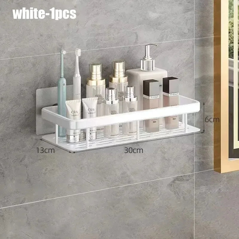 Aluminum Alloy 1/2/3pcs No Drill Wall Bathroom Shelf Shampoo Rack Makeup Storage Organizer Shower Shelf Bathroom Accessories