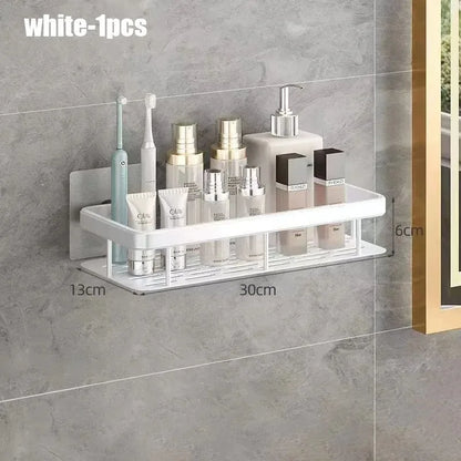 Aluminum Alloy 1/2/3pcs No Drill Wall Bathroom Shelf Shampoo Rack Makeup Storage Organizer Shower Shelf Bathroom Accessories