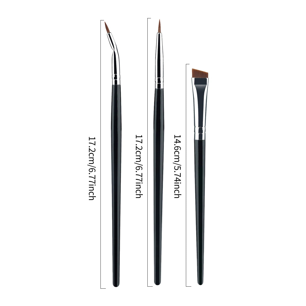 3pcs Eye Makeup Brush Ultra Fine Eyeliner Brush Set, Including Straight, Angled, Bent Tip, Suitable For Makeup