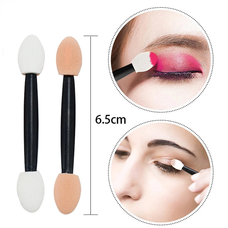 100Pcs/ Bag Small Portable Eyeshadow Applicators In Bulk Double Sponge Eye Shadow Brush Makeup Mini Tools Wholesale