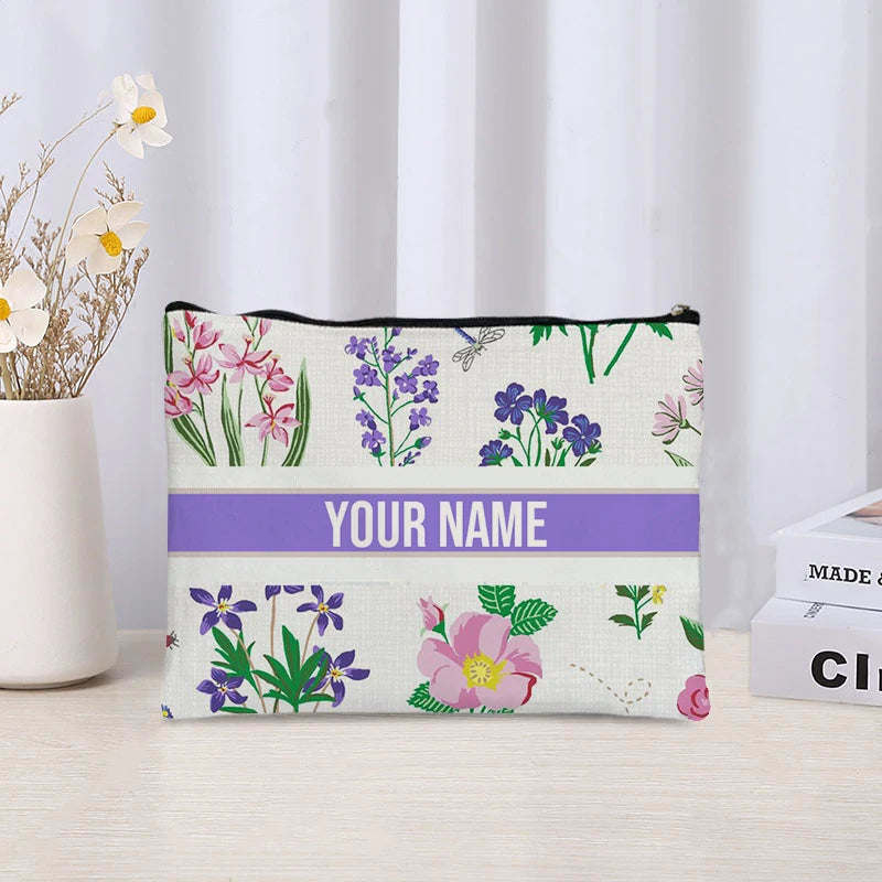 Custom Makeup Bag Trendy Canvas Travel Cosmetic Organizer Luxury Wedding Bridesmaid Gift Purse Vintage Brand Side Bag for Ladies