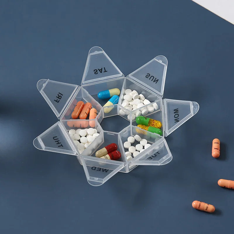 Portable Pill Box 7 Day 7 Compartments Food Grade PP Plastic Medicine Organizer Travel Pill Case