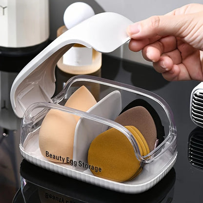 1pc Transparent Makeup Sponge Holder Dustproof Plastic Beauty Organizer Travel Home Cosmetic Storage Makeup Organizers with Lid