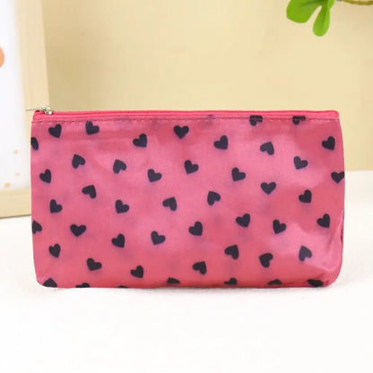 Heart Pattern Makeup Bag Fashion Design Multi-Functional Zippered Toiletry Storage Bag Large-Capacity Professional