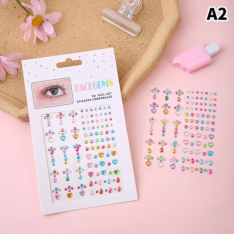 Makeup Diamond Eyes Face Festival DIY Body Crystal Gems Tattoo Adhesive Rhinestone Nail Art Decoration Acrylic Eyeshadow Sticker