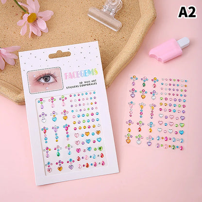 Makeup Diamond Eyes Face Festival DIY Body Crystal Gems Tattoo Adhesive Rhinestone Nail Art Decoration Acrylic Eyeshadow Sticker