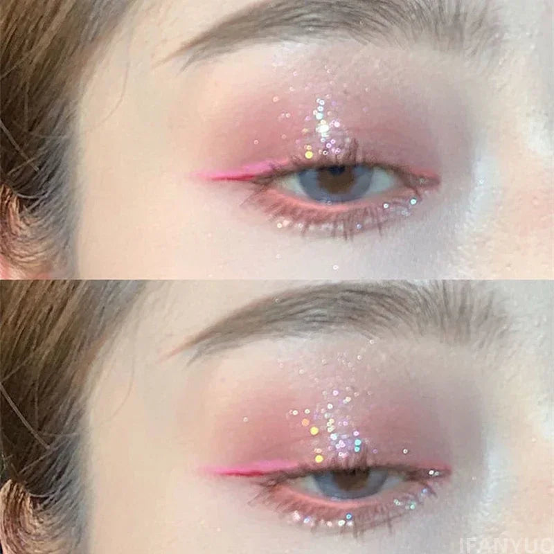 9-Color Glitter Eyeshadow Palette Pink Pearly Eyeshadow Palette Korean Charming Eye Makeup Palette Shiny Eye Shadow Eye Pigments